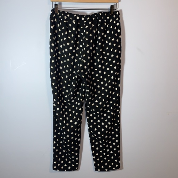 J. Crew tie waist Black and White Star Pattern cropped Pants size 8 - Picture 4 of 10